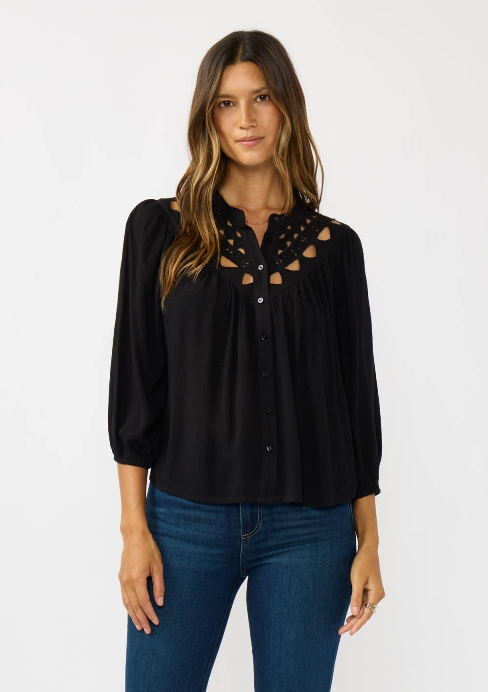Button Down Blouse: Black