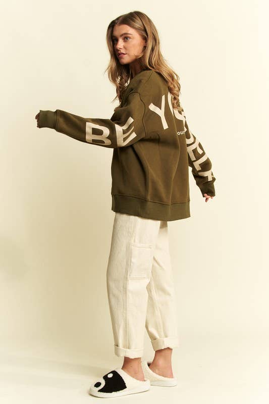 Printed Oversized Sweatshirt: Pink