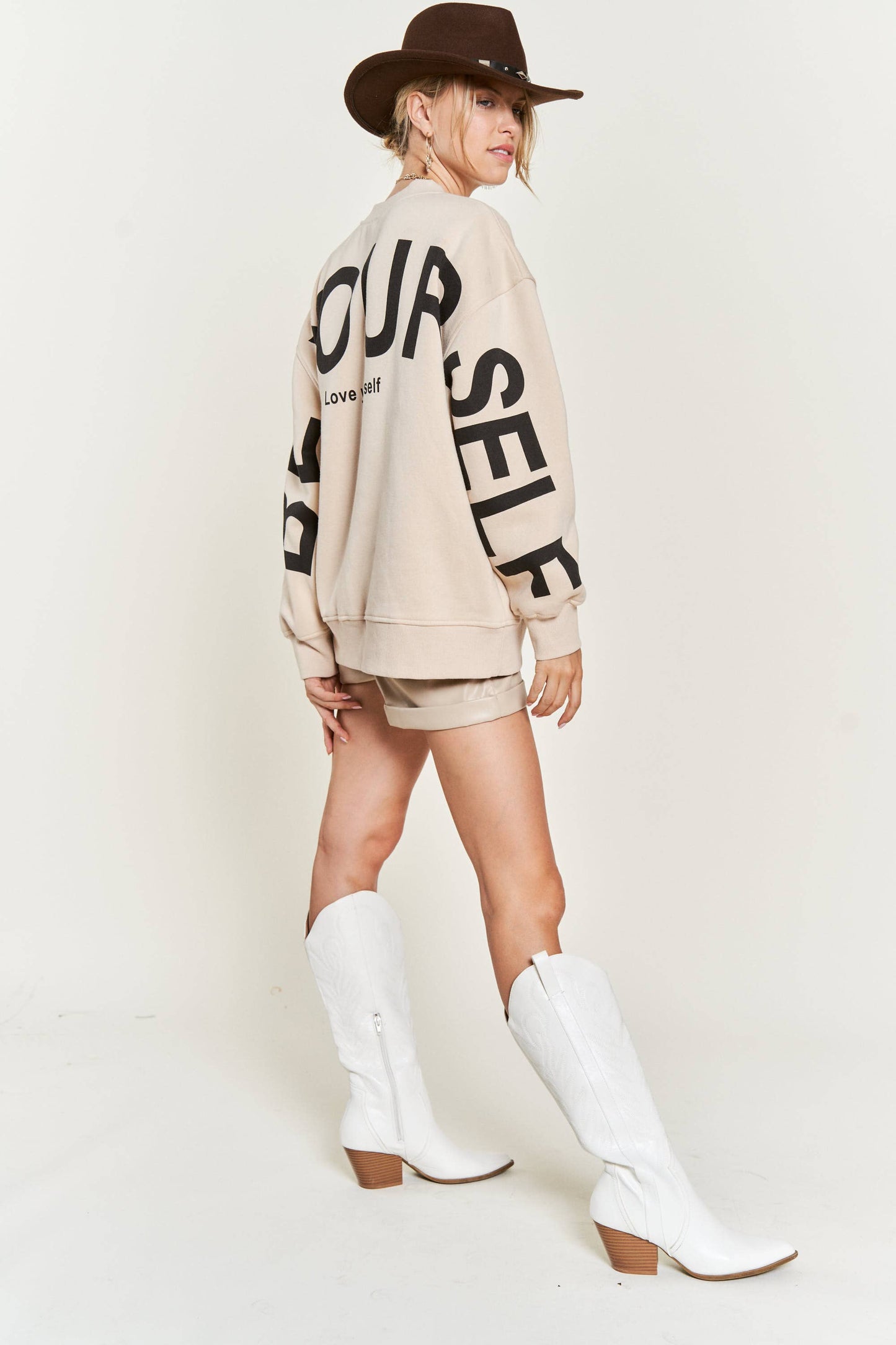 Printed Oversized Sweatshirt: Pink