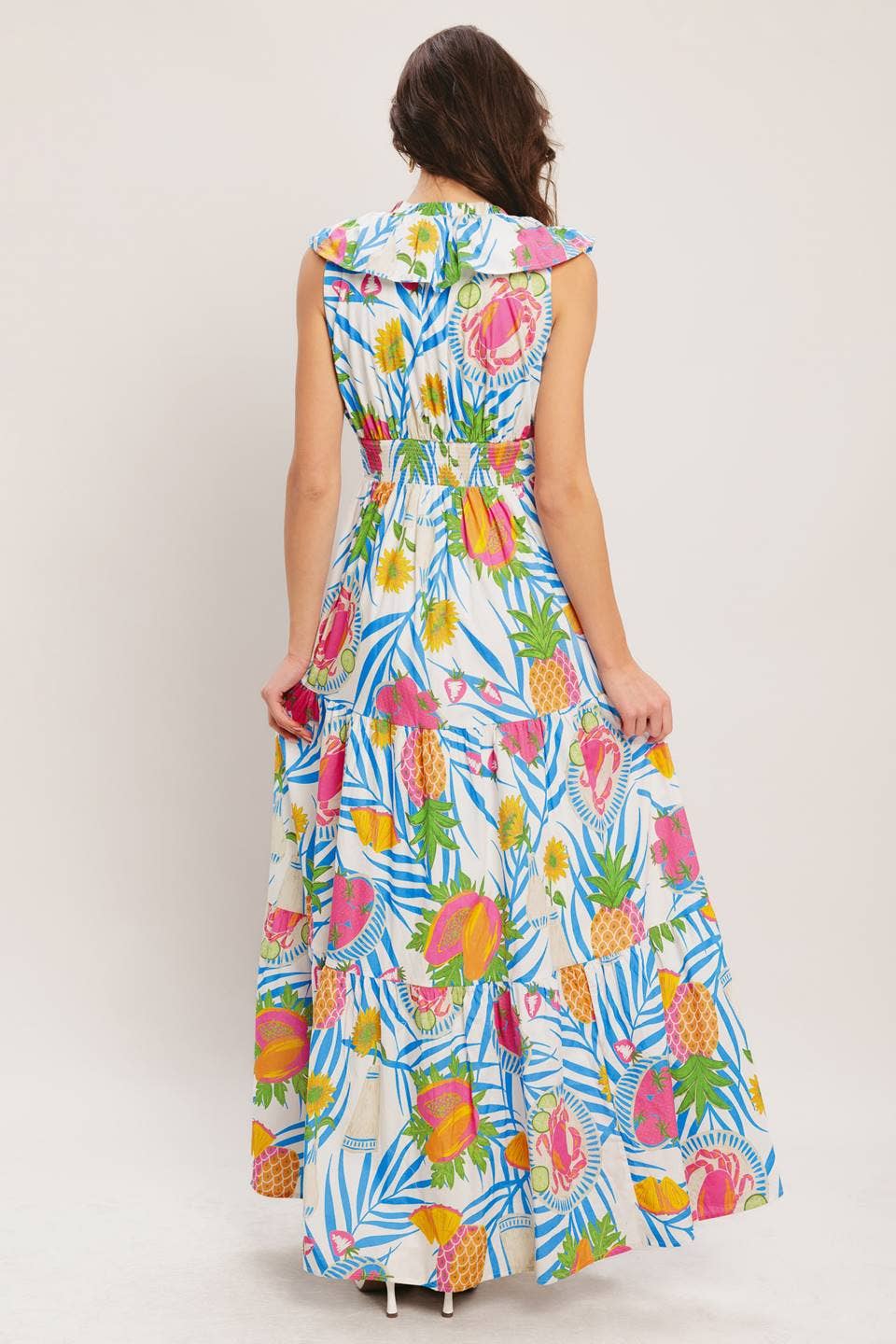Floral V-neck maxi dress - ID23187 : BLUE MULTI