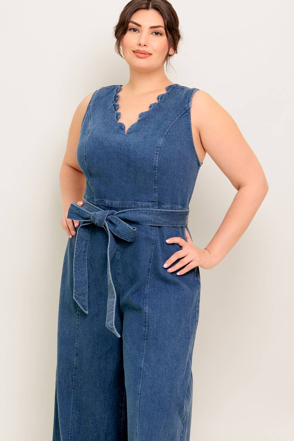 Washed denim jumpsuit - IP8897-P: Plus Size