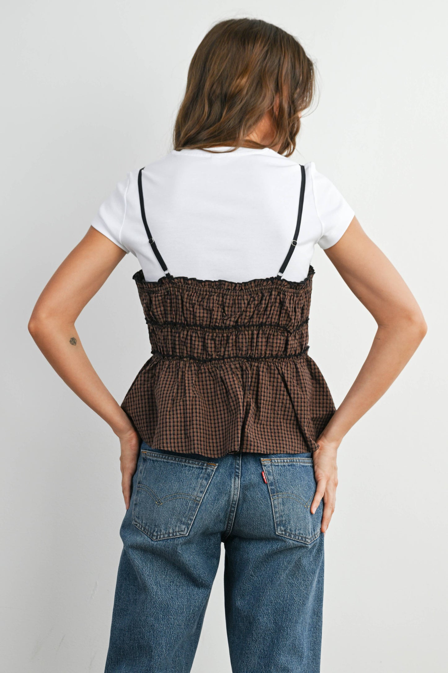 Tie-Front Cami Top - BMT7876: BROWN MULTI