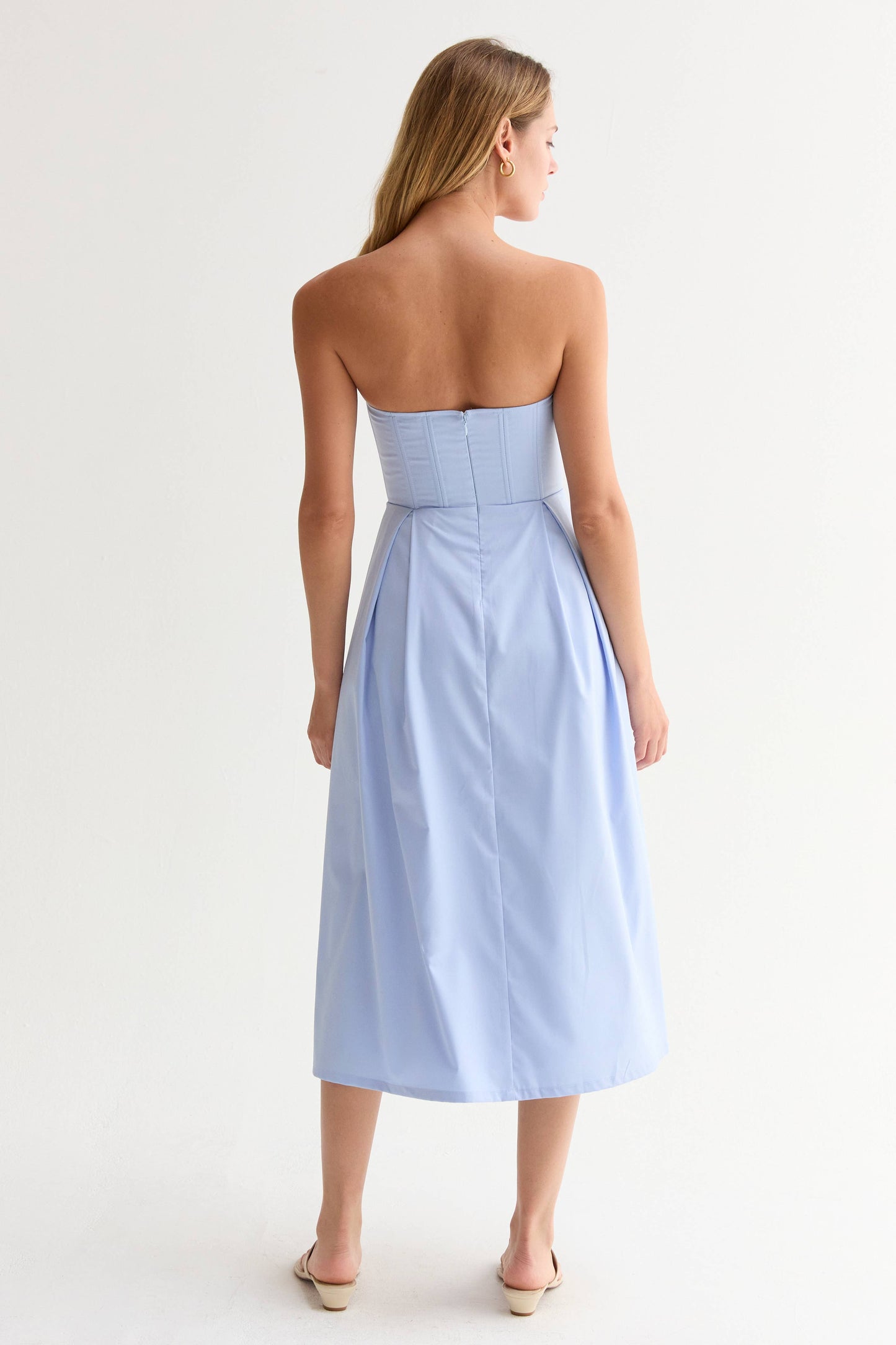 Zae V-Wire Modal Blend Midi Dress: LT. BLUE