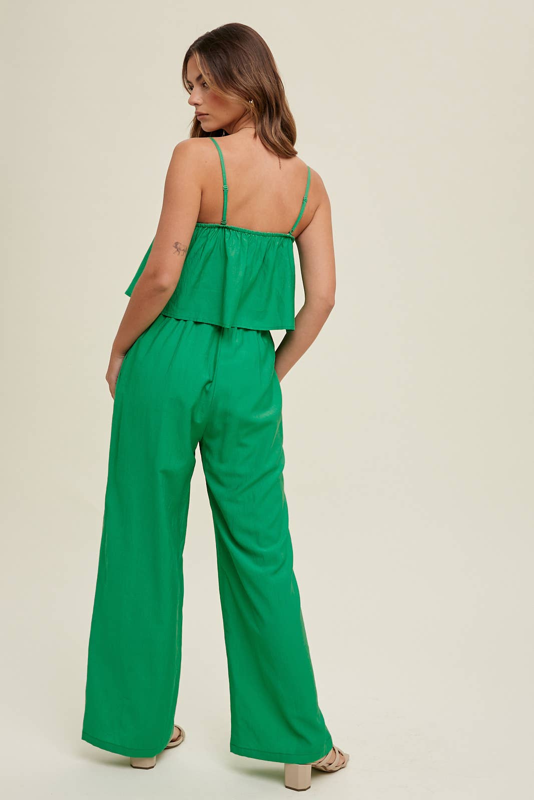 DOUBLE LAYERED JUMPSUIT / WL23-8409: GREEN