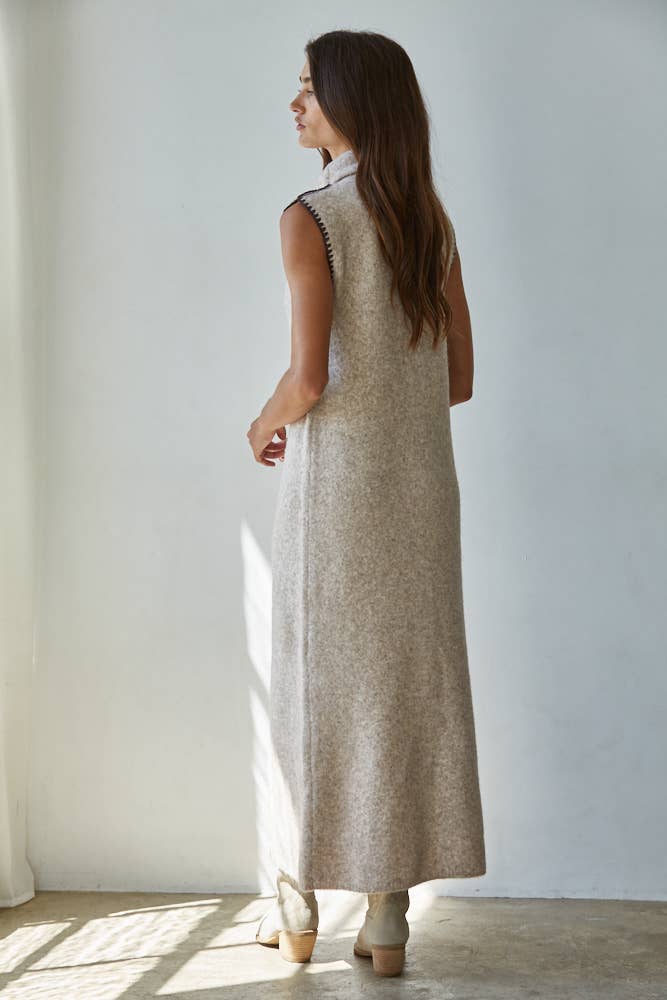 Turtle Neck Sleeveless Bodycon Maxi: Taupe