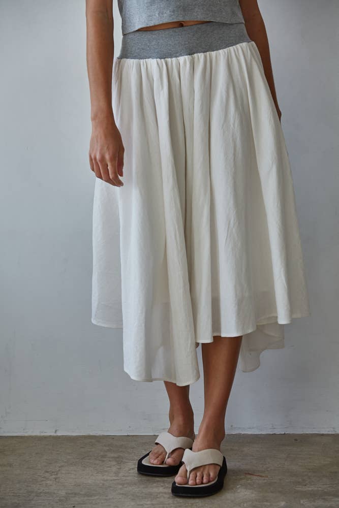 Asymmetrical Midi Skirt: Heather Grey