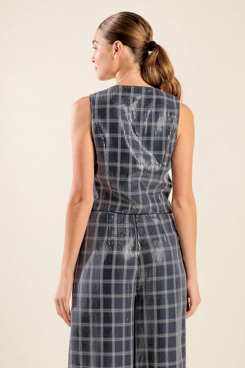 Navy sequin vest - FJ1153: