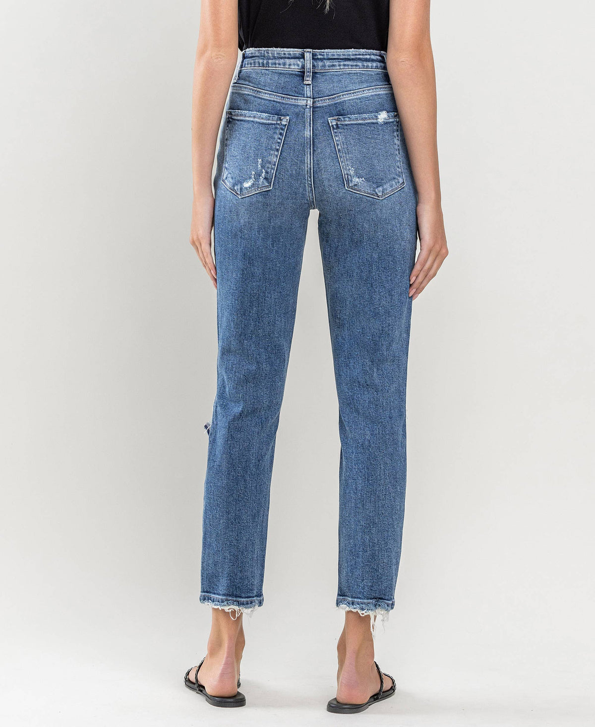 SUPER HIGH RISE DISTRESSED MOM JEANS: LAST NIGHT