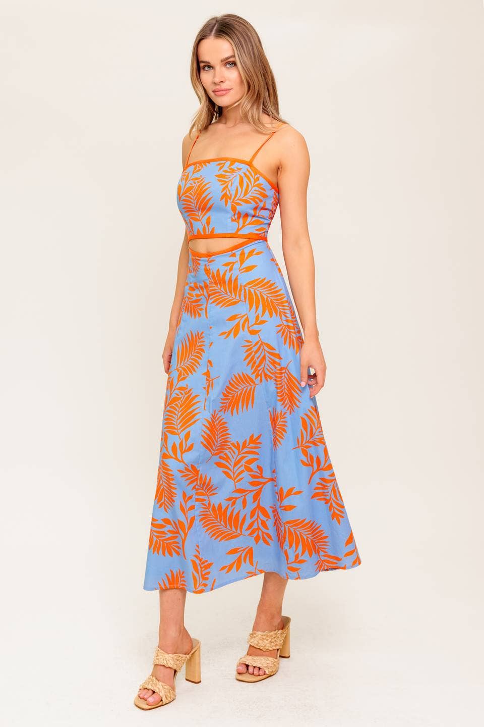 Island cut out midi dress - ID22446: BLUE ORANGE