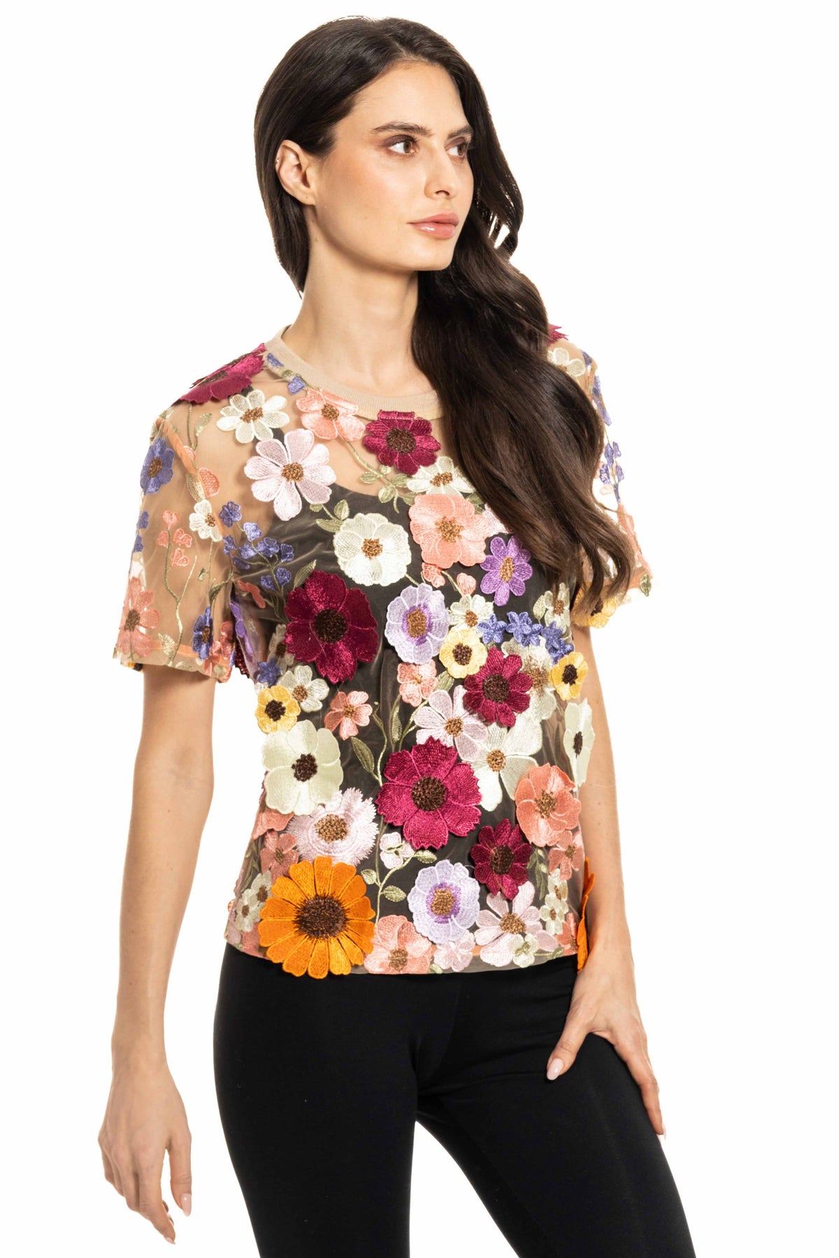 Multicolor Floral Embroidered Top