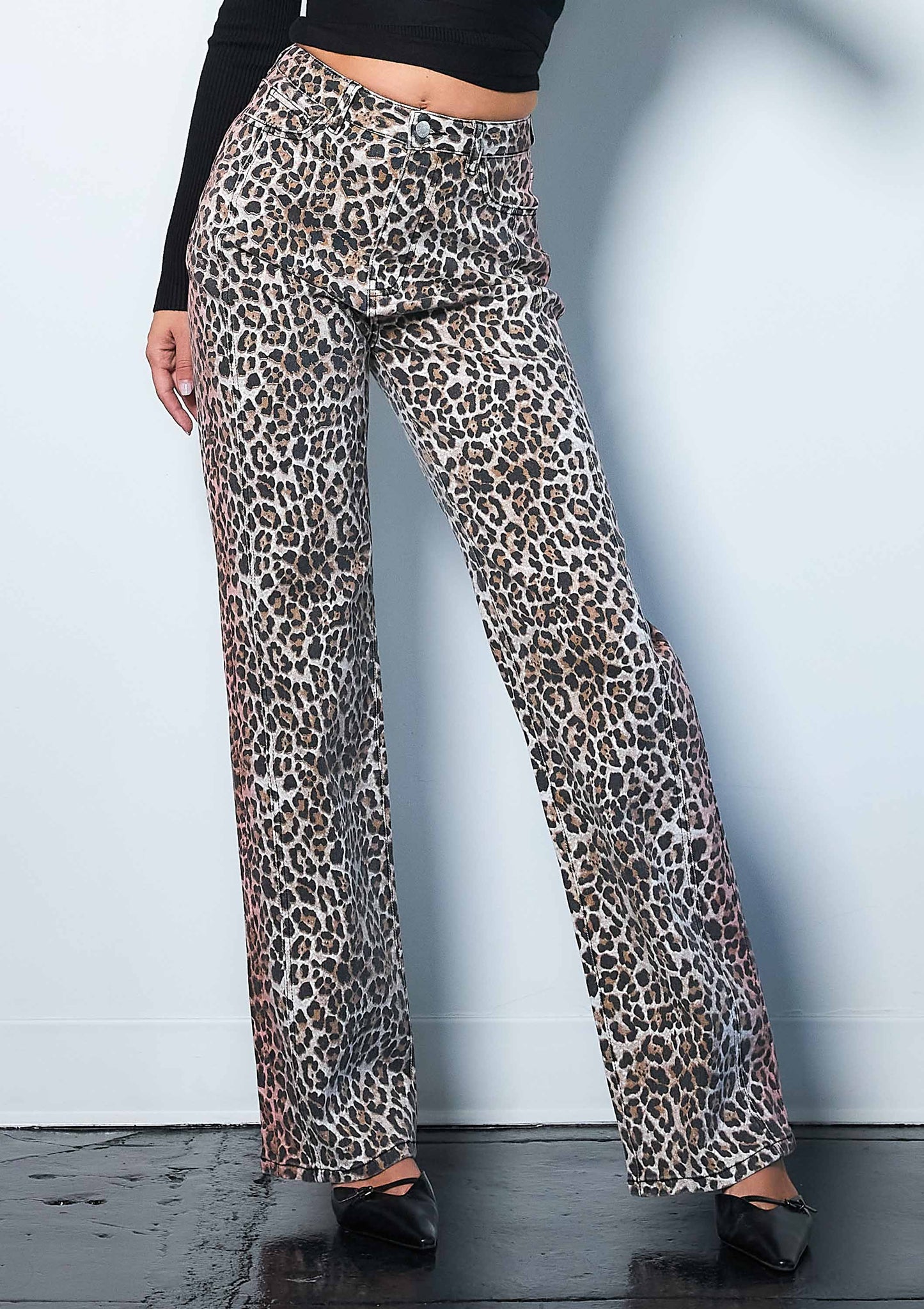 Leopard Wide Leg Jeans: Leopard / 9