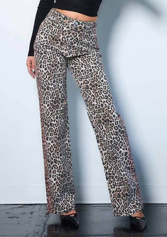 Leopard Wide Leg Jeans: Leopard / 5