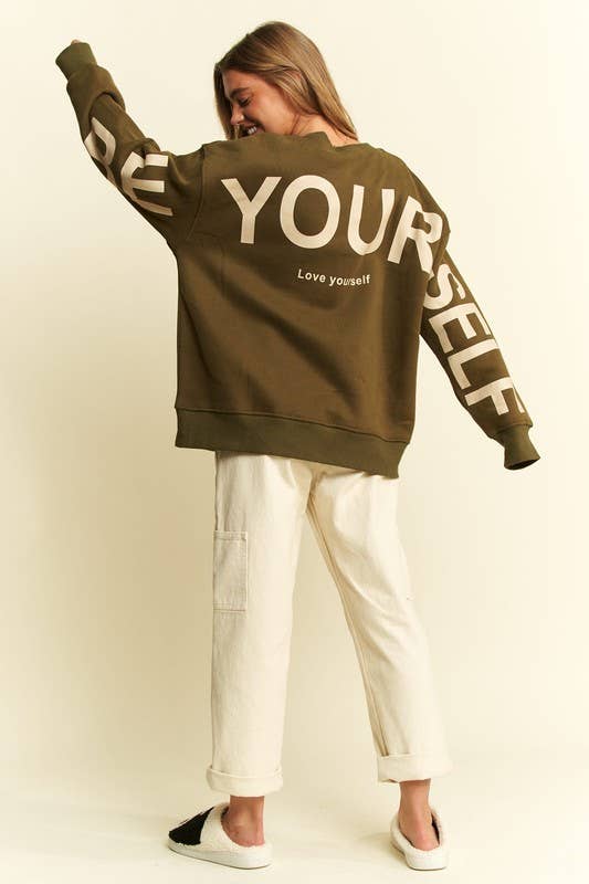 Printed Oversized Sweatshirt: Pink