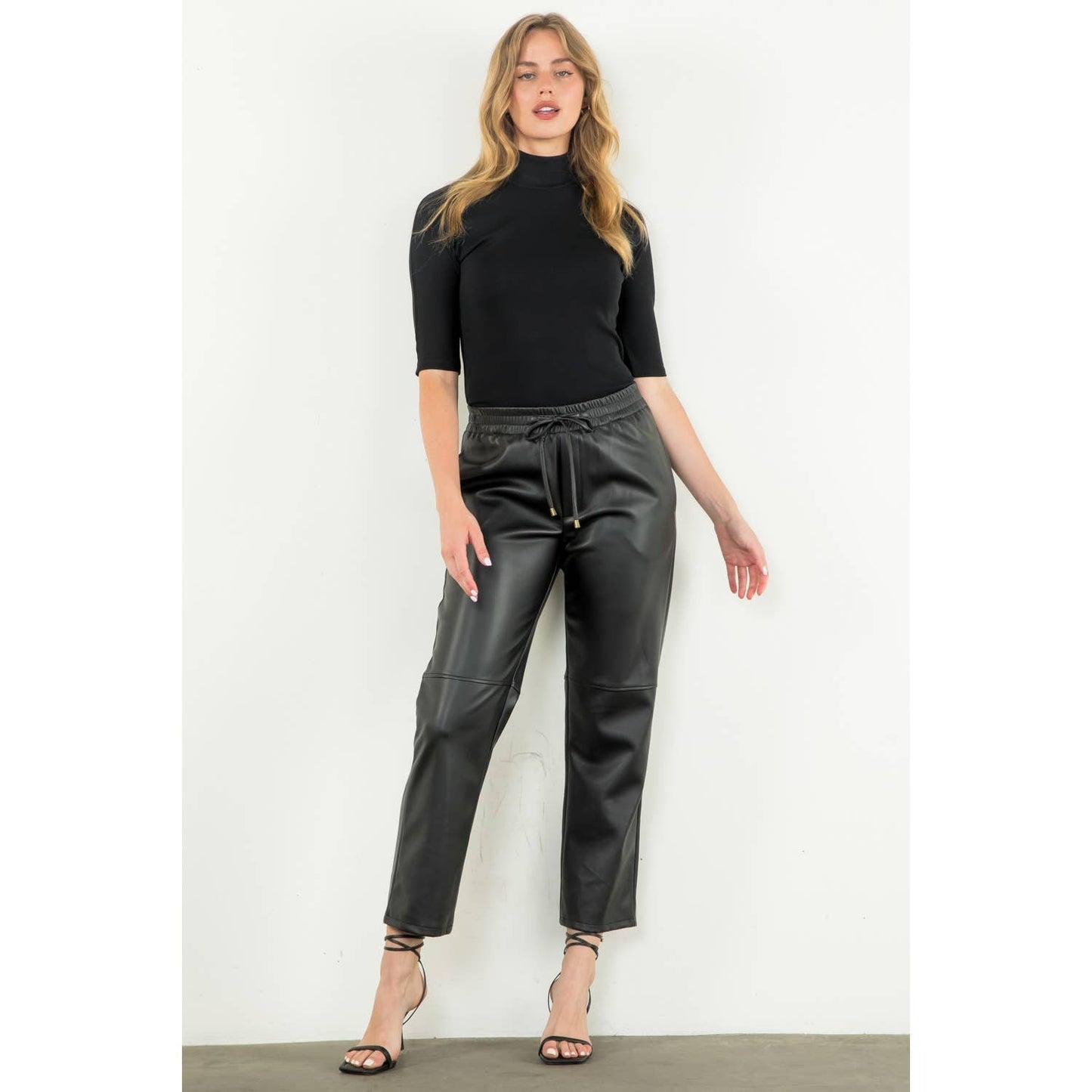 Leather Jogger Pants: BLACK / S