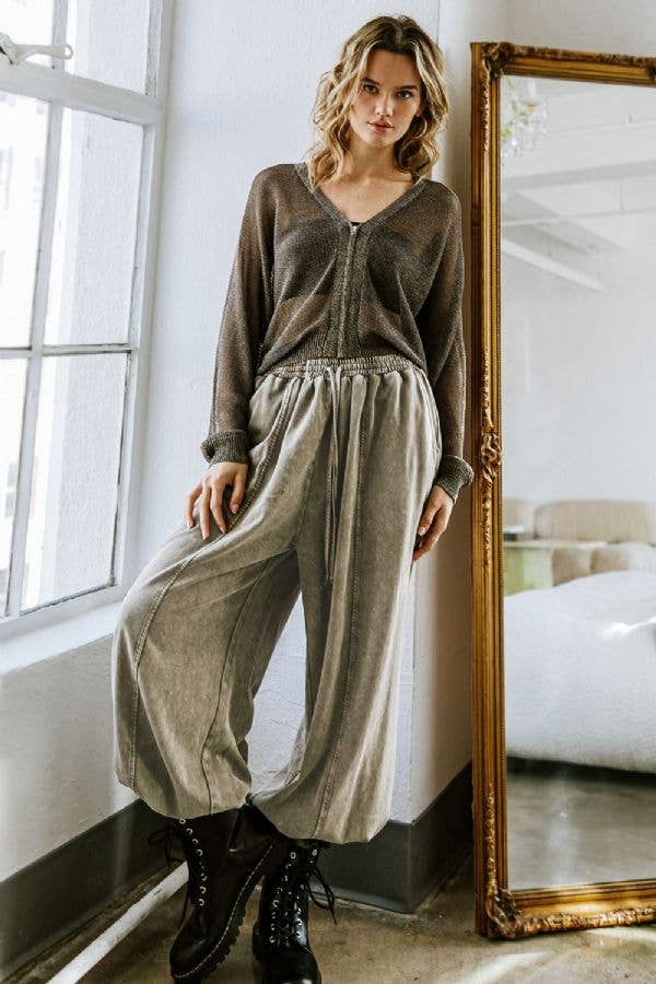 Metallic thread knitted sweater top - FSW1008: METALLIC BLACK