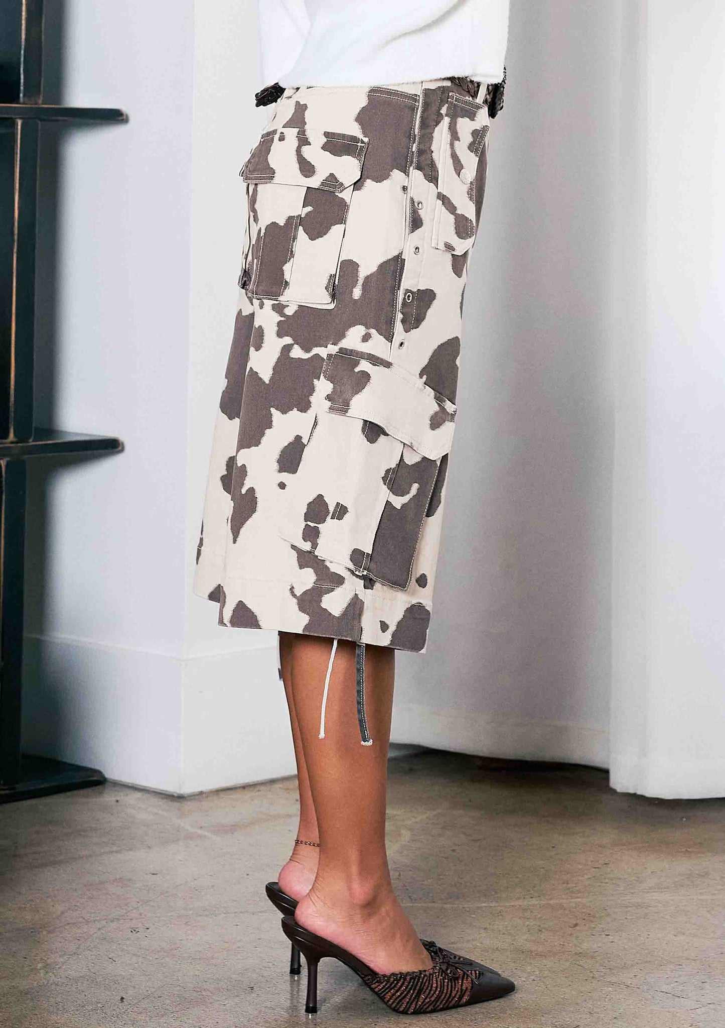 Printed Cargo Jorts: COW