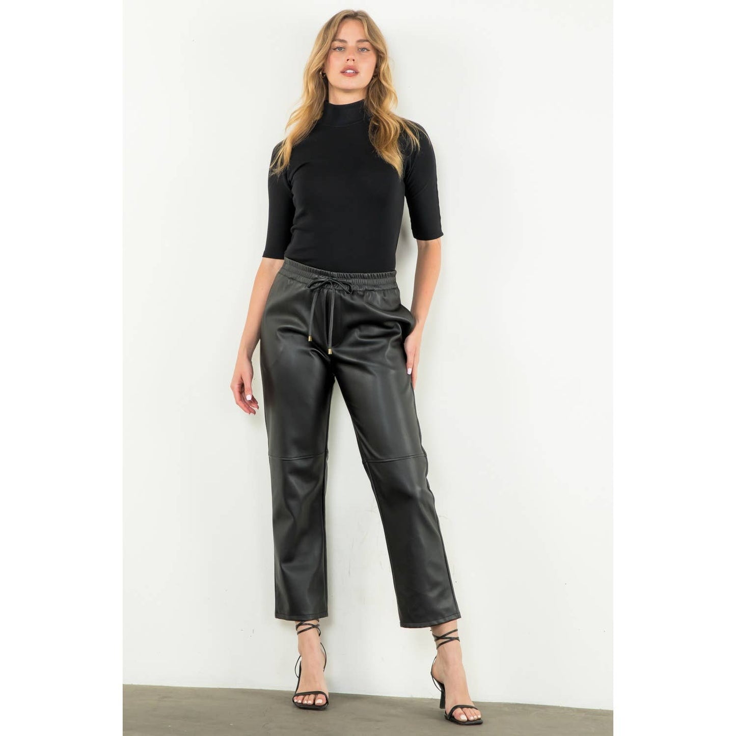 Leather Jogger Pants: BLACK / S