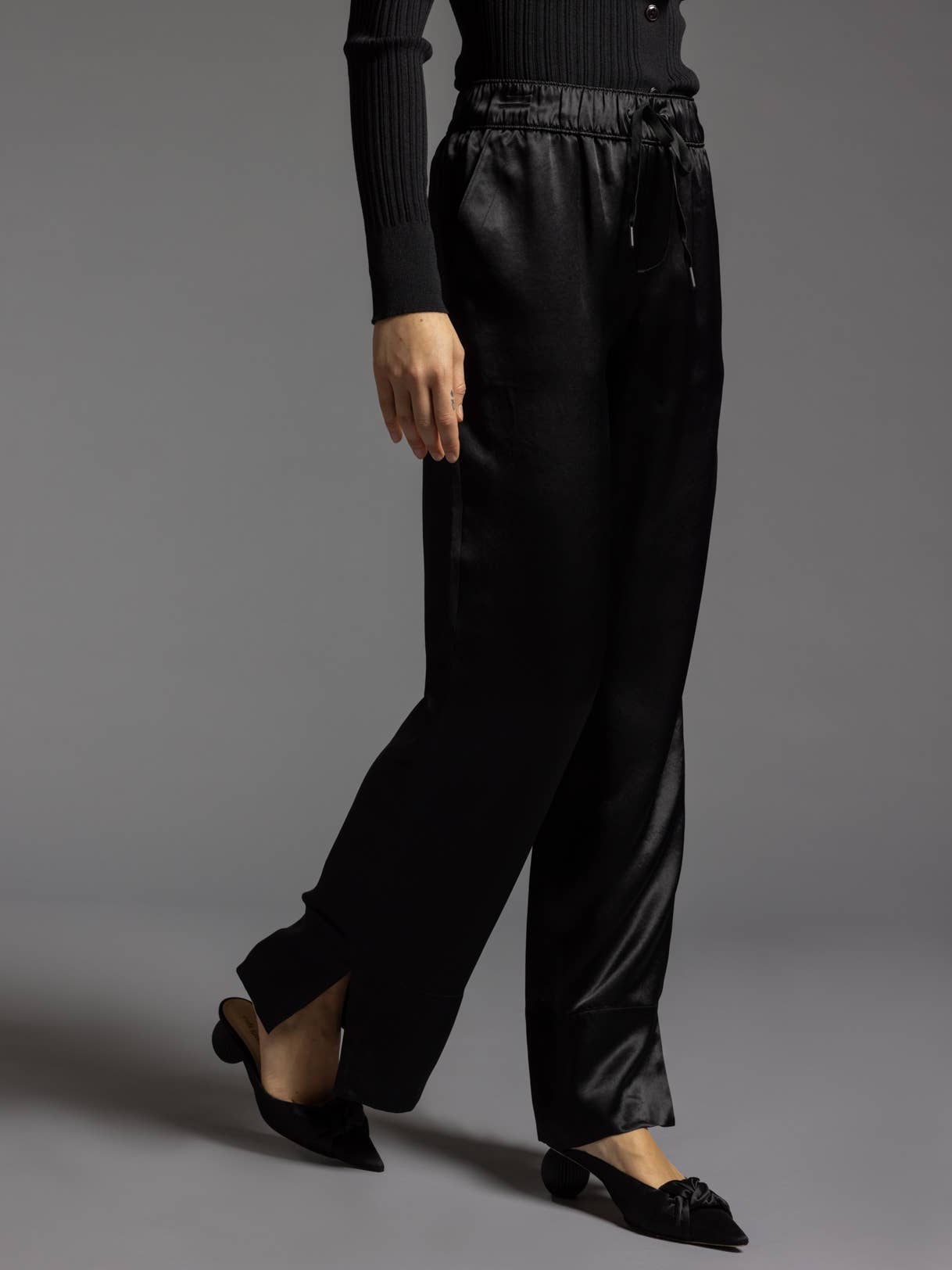 Satin Pants - DAWN PANTS: LIGHT TAUPE / 100% ACETATE