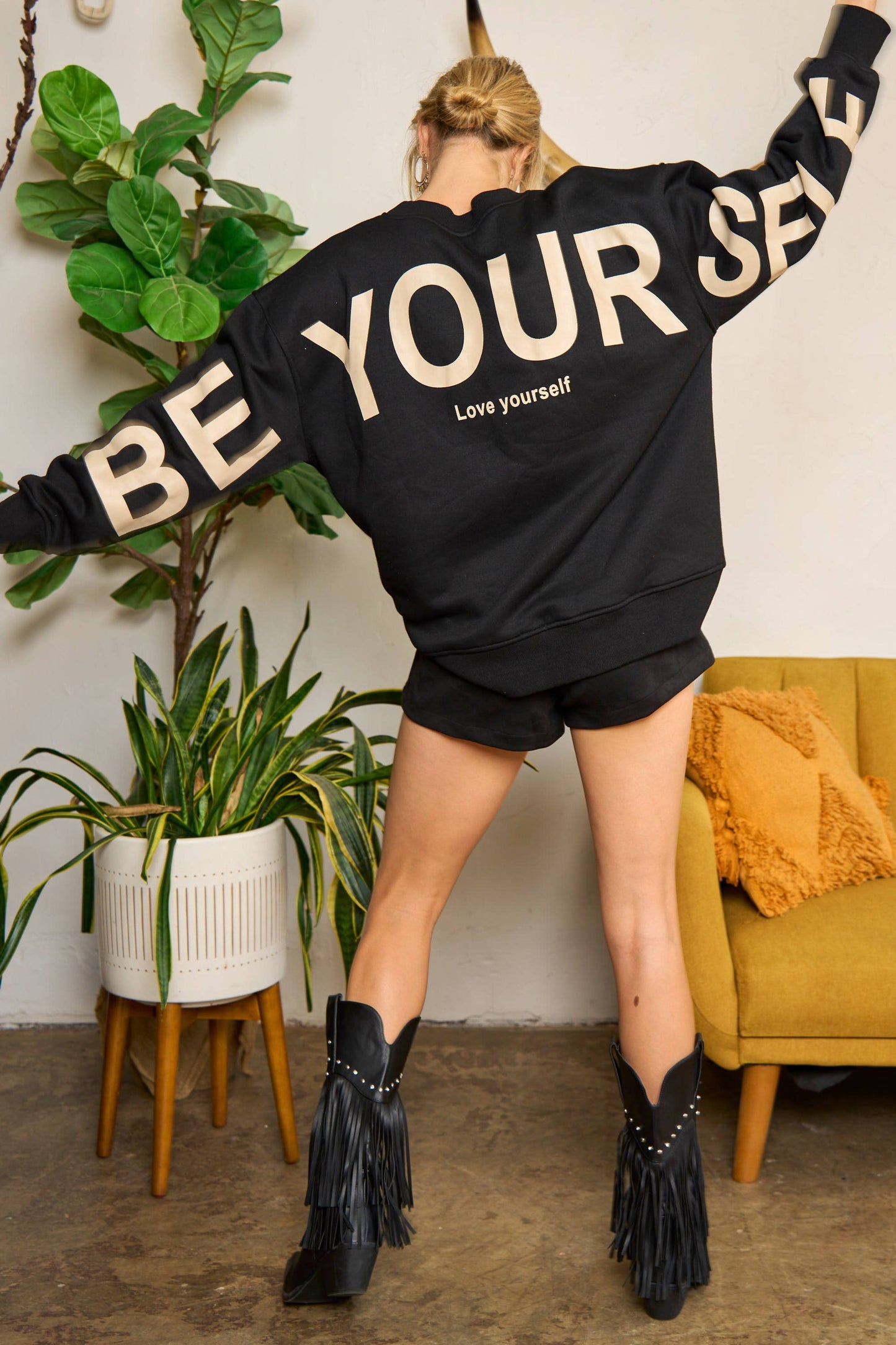Printed Oversized Sweatshirt: Pink