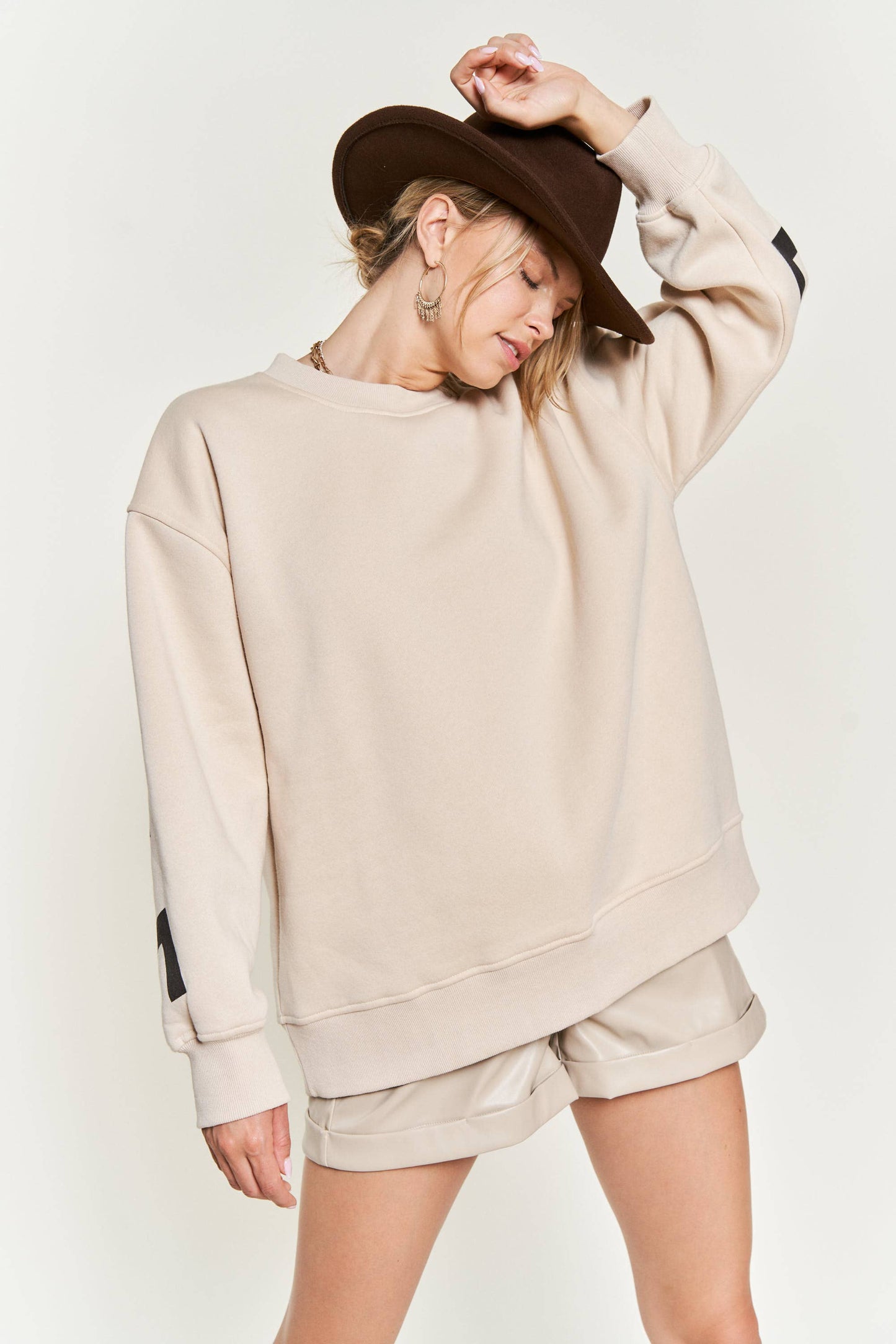 Printed Oversized Sweatshirt: Pink