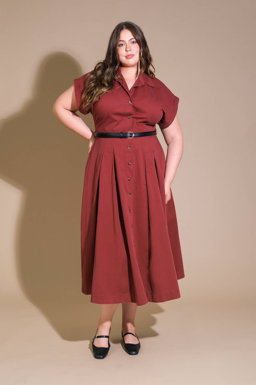 Plus size Berry shirt dress  - FD1238-P: BERRY