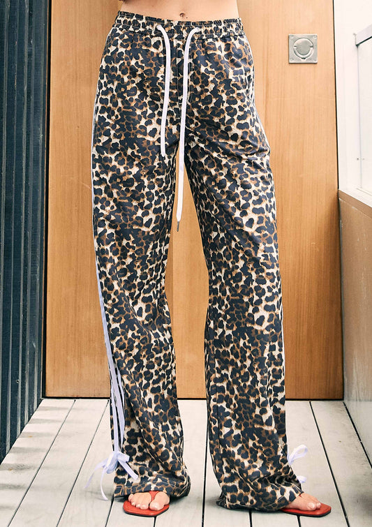Cheetah Print Wide Track Pants: Leopard
